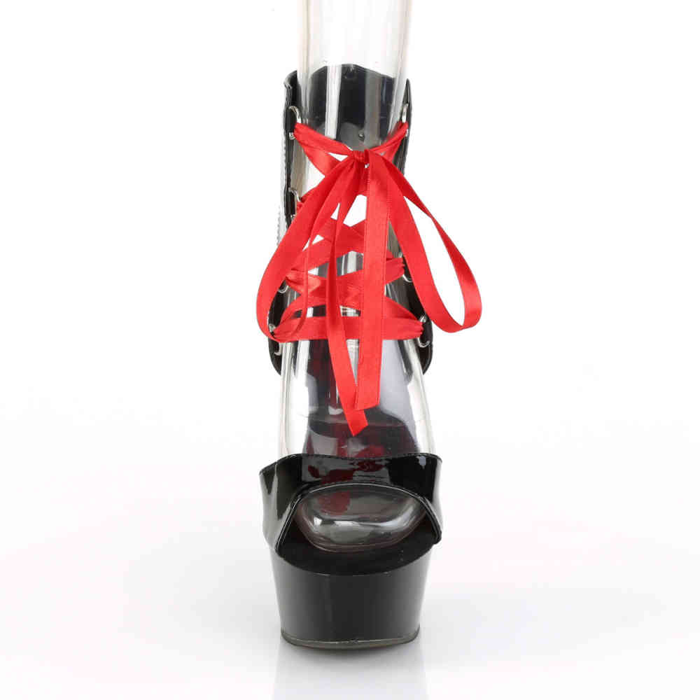 Pleaser - DELIGHT-600-14FH High Heels - Schwarz/Rot